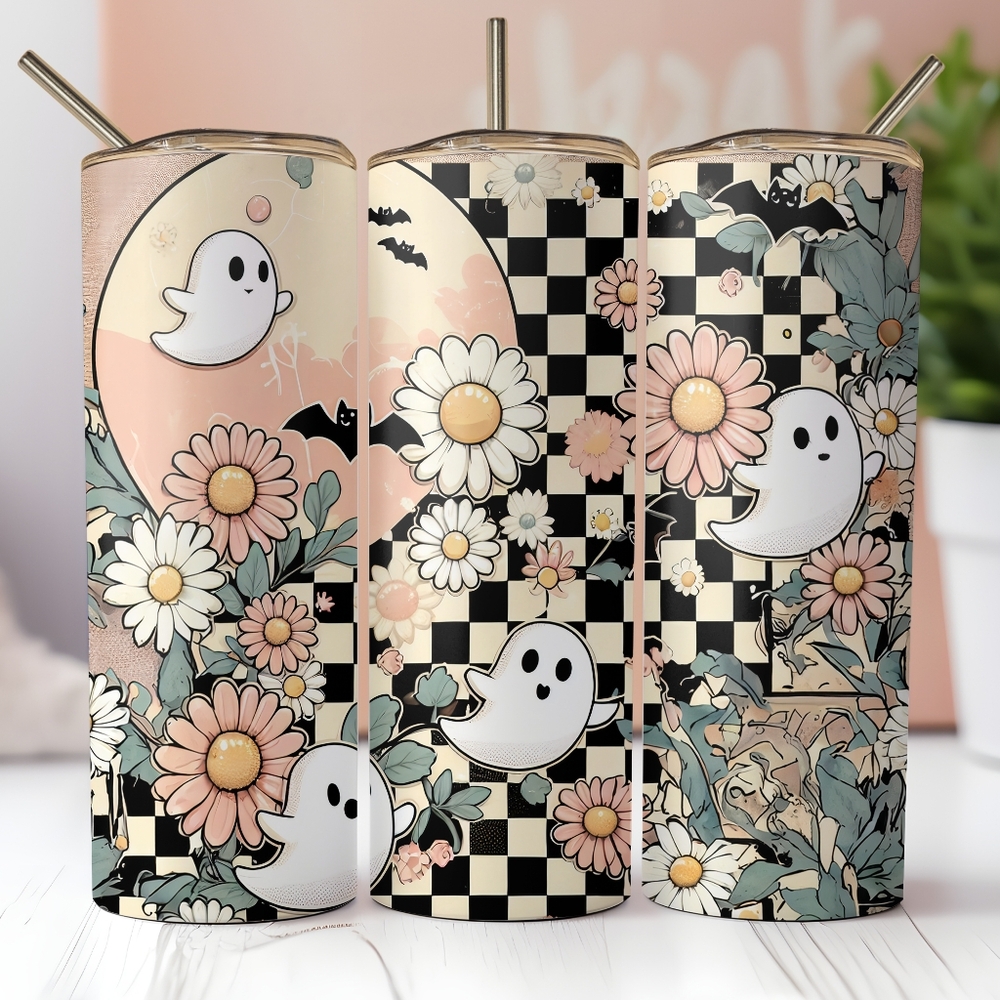 Boho retro halloween metal insulated tumbler